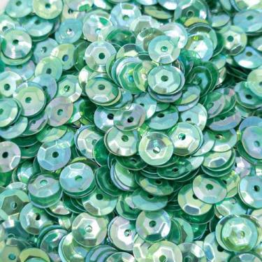 Imagem de Lantejoula Cubeta Metalizada Verde Irisado 6mm 18600pçs 250g Artesanat