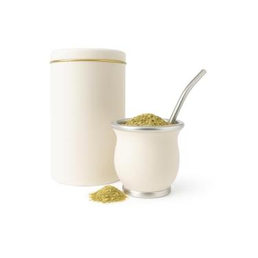 Imagem de ALMAOS | O conjunto argentino Bitter Mate inclui bomba de aço inoxidável (palha) e recipiente de erva ideal para atividades ao ar livre e piquenique (BRANCO)