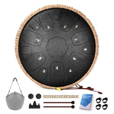 Imagem de Natraldrum Tambor de língua de aço, bateria de 33 cm com 15 notas, instrumentos de bateria manual em C para crianças e adultos, bateria de aço com musicbook, marretas de bateria e bolsa de transporte