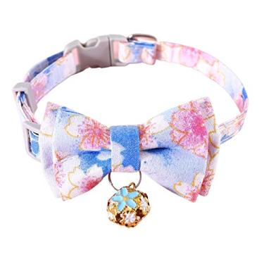 Imagem de Coleiras ajustáveis para filhotes de cachorro com gravata borboleta com pingente para meninos e meninas pequeno/médio/grande