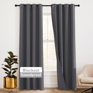 Imagem de Cortinas RYB HOME Insonorizadas de 3 camadas Blackout 132x213cm Cinza