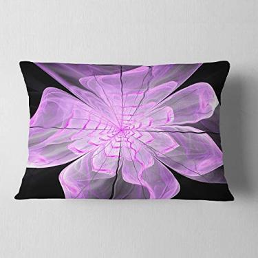 Imagem de Designart Arte digital roxa exuberante flor fractal floral sala de estar, sofá, enchimento de almofada de alta qualidade + capa de almofada impressa em ambos os lados 30,5 x 50,8 cm