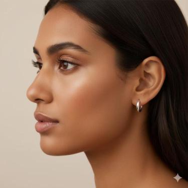 Imagem de Brinco De Argola Banhado a Prata Liso Bijou Art, P