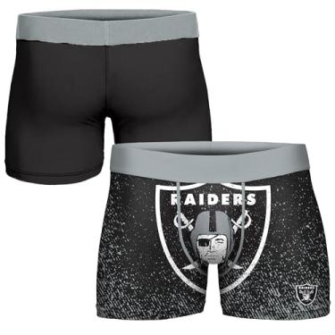 Imagem de FOCO Cueca boxer masculina NFL oficialmente licenciada pela cor do time com logotipo primário para fãs de futebol - Las Vegas Raiders - GG