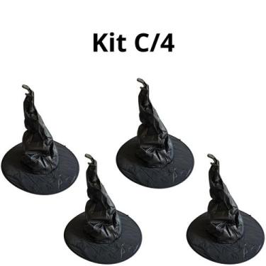 Imagem de KIt C/4 Chapéu de Bruxa Mago Gandalf Retorcido Halloween - generico