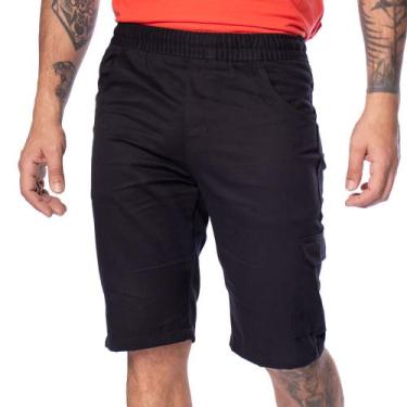 Imagem de Bermuda Masculina Amil Sarja Cargo Preto, Preto, GG