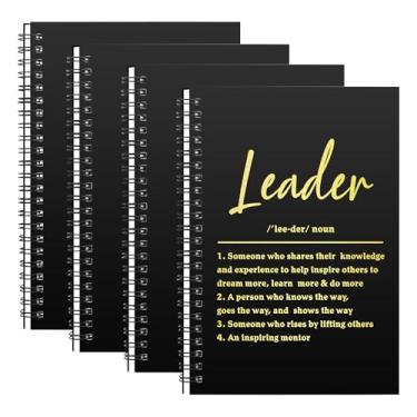 Imagem de WHLBHG Leader Gift Spiral Journal Leader Definition Gift Boss Appreciation 4 pçs caderno espiral forrado mentor presente Boss Journal Notebook para mulheres e homens (espiral - 4 peças líder preto)