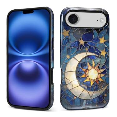 Imagem de Kapadiy Capa para iPhone 17 Air, design noturno de vidro com design híbrido de proteção dupla de silicone rígido PC à prova de choque, capa protetora fina antiarranhões para homens e mulheres