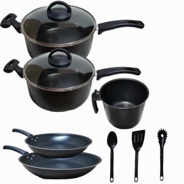 Imagem de Conjunto Teflon Antiaderente Grande Com 8 Peças - Marcolar, Preto