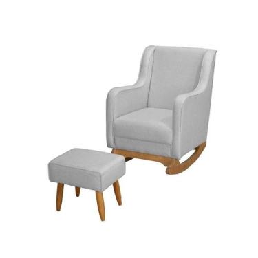 Imagem de Poltrona de Amamentação com Balanço com Puff Aquila Linho Ds Home, Lin