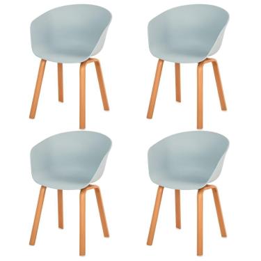 Imagem de Kit 4 Cadeiras Toledo Anm8095f Anima Office Assento Em Polipropileno Cinza Base Aço Simulando Madeira