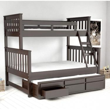 Imagem de Treliche com Cama de Casal com 3 Gavetas Madeira Maciça Móveis Saraiva Tabaco