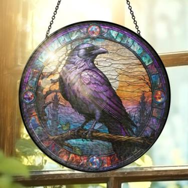 Imagem de Janela de vitral pendurada FLAGWIX Crow Raven 25 cm