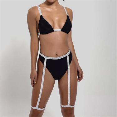 Imagem de Mulheres Sexy Swimwear Brilhante Fita de Banho de Duas Peças Biquíni N