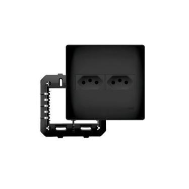 Imagem de Conjunto 4x4 2 Tomadas 10A Fame Habitat Black Preto Fosco