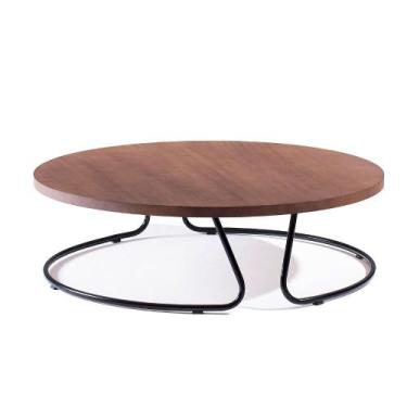 Imagem de Mesa Centro 90cm Redonda 100% MDF com Pés Metal Industrial - Casa Lar 