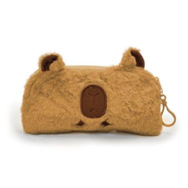 Imagem de Estojo Escolar De Capivara Bolsa Lápis Pelúcia Fofa 22 CM - Polibrinq