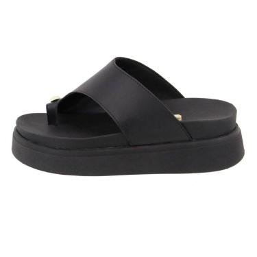 Imagem de Sandalia Flatform Papete Tamanco Feminino Detalhe Dedo Peça Organica Dourada Anatomica Macia