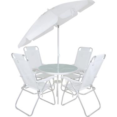 Imagem de Conjunto Noronha em Aluminio 4 Cadeiras + Mesa + G-Sol Branco Bel