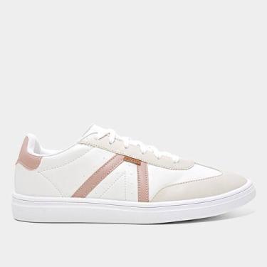 Imagem de Tênis Anacapri Pontilhado Lateral Feminino, Branco, Rosa, 36