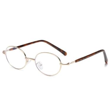 Imagem de Óculos de sol pequenos de metal oval, da moda, femininos, retrô, punk, masculinos, lentes transparentes, armação, óculos de sol, UV400 (leopardo dourado transparente)