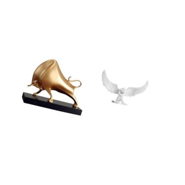 Imagem de Fenteer Escultura Abstrata de Boi E Anjo, Estatueta de Resina, Decoração para Casa, Mesa, Decoração, Estátua de Gado, para Mesa, Sala de Estar, Quarto, Entrad