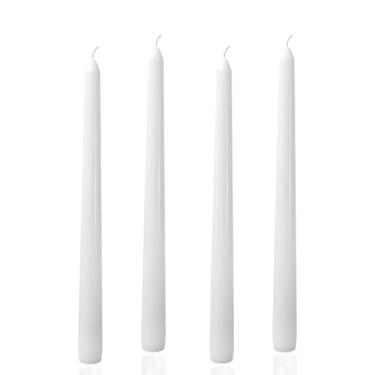 Imagem de Conjunto de 4 velas cônicas brancas de 25,4 cm, castiçais altos, para jantar, casamento, decoração de casa, decoração de cozinha, Natal, Halloween (branco, 25,4 cm)