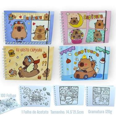 Imagem de kit 2 Livros De Colorir Capivaras 50 Páginas 6 modelos diferentes
