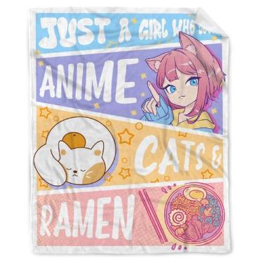 Imagem de Cobertor AIBILEEN, apenas uma garota que adora gatos e ramen de anime