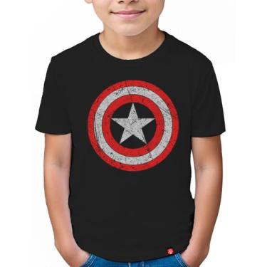 Imagem de Camiseta Infantil Capitao America - KING OF GEEK, Preto, 10
