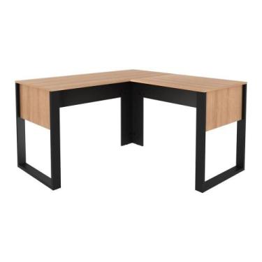 Imagem de Mesa De Canto Para Escritório 136cm Multimóveis Cr25263 Amêndoa-preto 