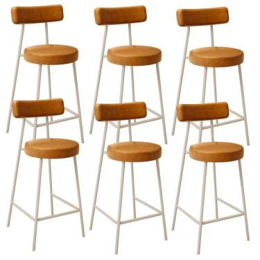 Imagem de Kit 06 Banquetas Baixa Cozinha Sala Jantar Bancada Milão Arena L02 Couríssimo Whisky - Lyam Decor