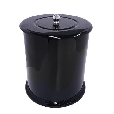 Imagem de Lixeira Para Banheiro Mdf Redonda 6 Litros Preta Preto