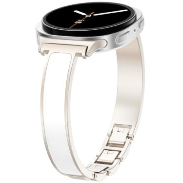 Imagem de WINGLE Compatível com Galaxy Watch 8 para Samsung Galaxy Watch 8 Classic de 40 mm, 44 mm e 46 mm, pulseira fina, joia elegante, pulseira de metal fino de designer para Galaxy Watch8, luz das estrelas