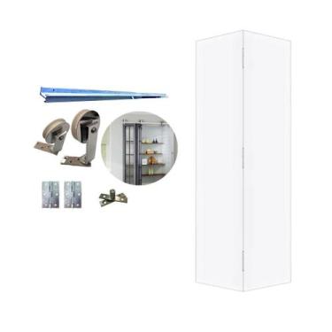 Imagem de Kit Porta Camarão 0,80x2,10 Primer Branco + Kit Basic Camarão Polido -