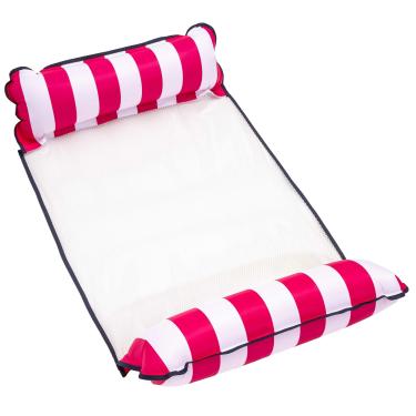 Imagem de Aqua 4-in-1 Monterey Hammock Inflatable Pool Float, Multi-Purpose Pool Hammock (Saddle, Lounge Chair, Hammock, Drifter) Pool Chair, Portable Water Hammock, Pink/White Stripe, 10.25" x 11.5" x 1.5"