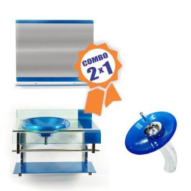 Imagem de Combo 2 em 1 - Gabinete 70cm Turquia + Torneira Ibiza - EKASA, Azul Es