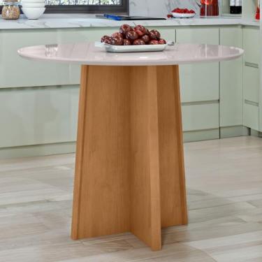 Imagem de Mesa de Jantar 4 Lugares Redonda Tampo de Vidro Celebrare - Móveis Lop