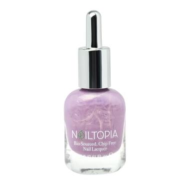Imagem de Nailtopia - Verniz de unhas sem lascas à base de plantas - não tóxico, de origem biológica, de longa duração, esmalte fortalecedor - Defina o ritmo (roxo claro com reflexos dourados) - 11,6 g