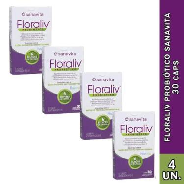 Imagem de Floraliv Probiótico Sanavita Intestinal 30 Cápsulas Vegetais, 4UND