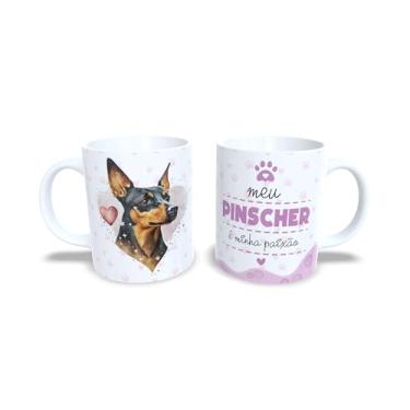 Imagem de Caneca de Cerâmica Yorkshire Terrier, Design Artístico com Flores e Corações, Branca, 325ml, Presente para Amantes de Pets (13200)