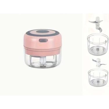Imagem de Mini cortador de alimentos, espremedor de alho elétrico, carregamento USB, moedor elétrico de vegetais, operação com uma mão, fácil de limpar (rosa, 100 ml e 250 ml)