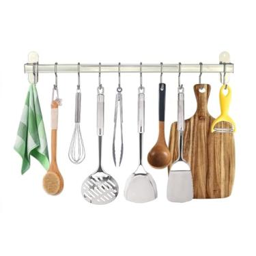 Imagem de Porta Facas de Parede com Ganchos - Organizador de Cozinha para 10 Utensílios, Incluindo Facas e Talheres