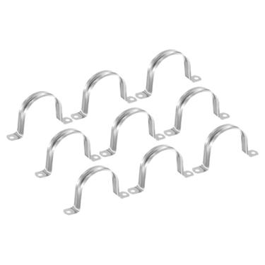 Imagem de PATIKIL Braçadeiras de conduíte de suporte em U de 2-2/12.7 cm, 9 peças, correia rígida de aço inoxidável para fixação de cabos de tubulação de água, mangueiras, tubos de combustível, prata