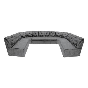 Imagem de Sofá De Canto 12 Lugares Cinza Espuma D33 Ideal Família