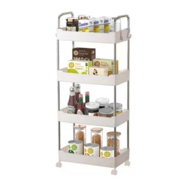 Imagem de Prateleira Multiuso 4 Andares C/ Rodinhas Branca Compacta