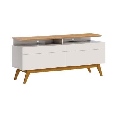 Imagem de Rack Bancada 2 Gavetas Com Nicho 146cm Amy Off White/nature