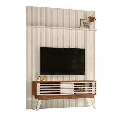 Imagem de Composição Frizz New Premium Bancada E Painel Para Tv 65 Polegadas Com Portas - Madetec Naturale Off White