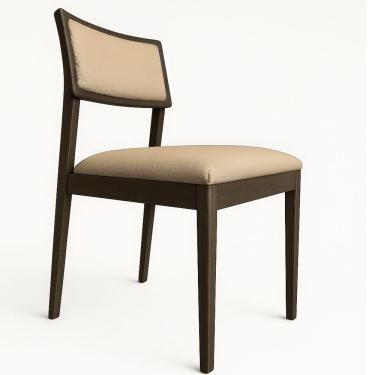 Imagem de Cadeira Siena Madeira Maciça Com Estofado Em Tecido 2 Peças - Élpis Móveis Linho Papiro Imbuia