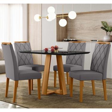 Imagem de Conjunto Sala De Jantar Mesa Lectus 1,20m Com 4 Cadeiras Sarah Ypê/preto/ja02 - New Ceval